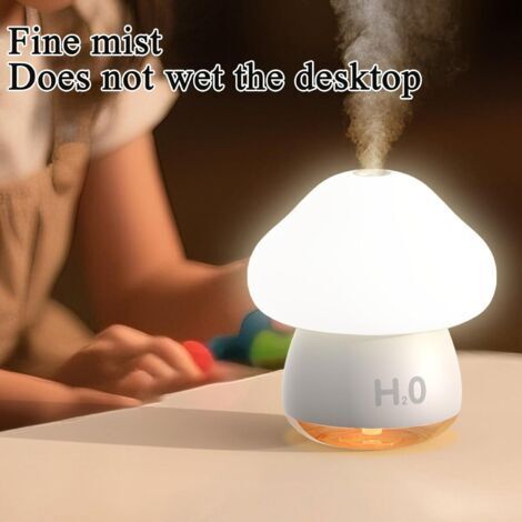 Umidificatore da viaggio portatile a batteria con luce notturna a 7 colori – Umidificatore per piccoli ambienti – Per casa, ufficio, soggiorno, cameretta, comodino, hotel, auto, sonno