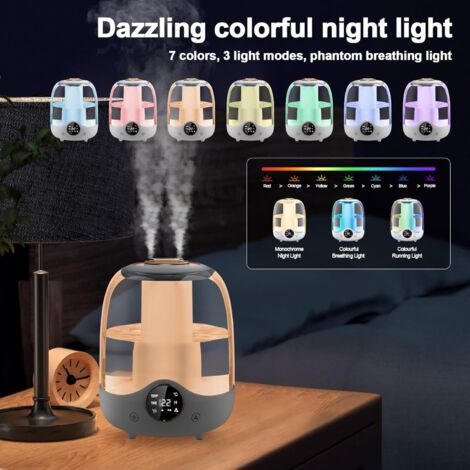Umidificatore d'aria da 3 litri con riempimento dall'alto per camera da letto con luce notturna, umidificatore silenzioso per neonati