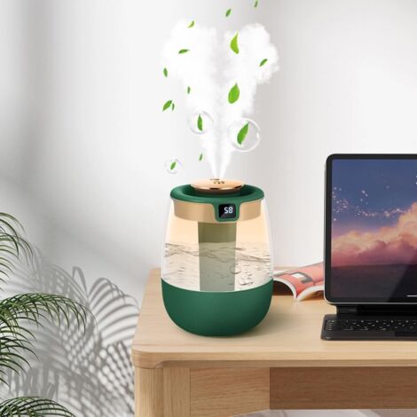 Umidificatore d'aria, umidificatore d'aria per camera da letto da 2,2 l con display intelligente dell'umidità, ultra silenzioso 20 dB, autonomia 20 ore, mini umidificatore per piante con luce LED, spe