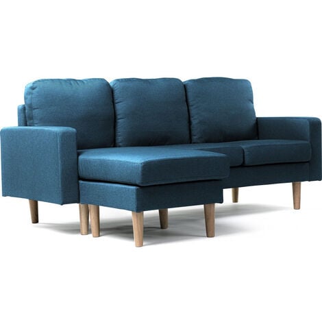 Umkehrbares Ecksofa aus blauem Stoff Gabby- 3-Sitzer-Sofa