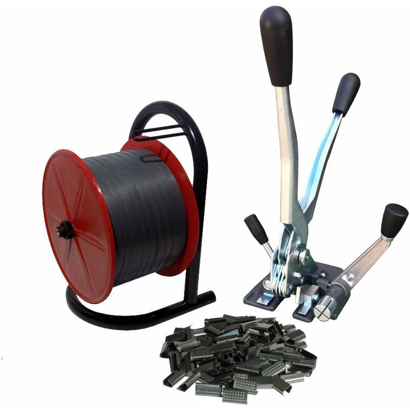 Umreifung Spanngerät Verpackung Verschlussgerät Abroller PP Band 15mm L:750m Set