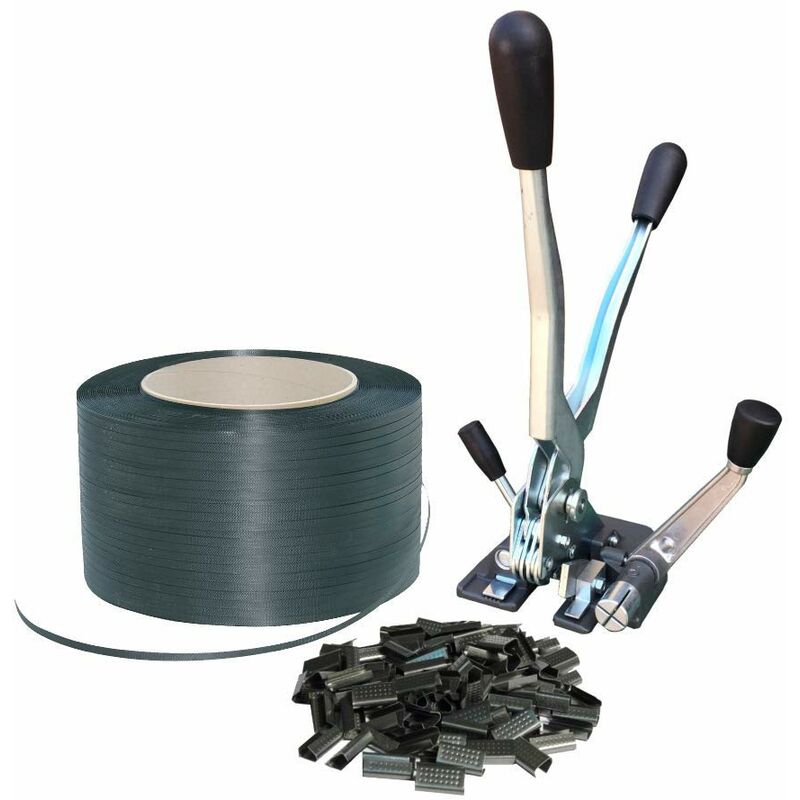 Bricolife - Umreifungsset Spanngerät Verpackung Packband Verschlussgerät PP-Band 12mm L:900m