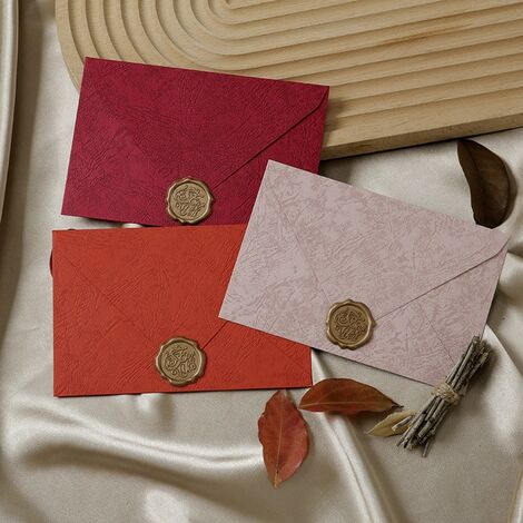 Umschläge- Umschlag 3 Farben + 10 Blatt Papier + 3 Stempel für Brandmalfarbe