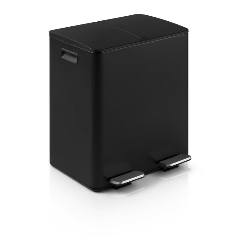 

UMUZI CLEANING Cubo de cocina doble Negro, Cubo Doble Antiolor, cubos extraíbles, cubos dobles con cierre suave Reciclaje y basura 2x 20L
