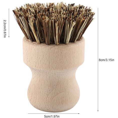 Umweltfreundliche Bürste aus Sisal und Ahorn zum Spülen von Töpfen, Geschirr und Gemüse – Naturholz – 8 x 5 cm