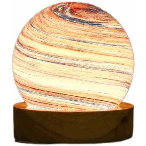 Umweltfreundliche Galaxy Planet Lampe mit Holzsockel, 3 Farben & Dimmfunktion – 250 g