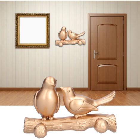 Umweltfreundlicher Schlüsselhalter aus Kunstharz zur Wandmontage mit Vogelmotiv, Haken für Schlüssel, Kleidung und Taschen, 2er-Set, Maße 16 x 10,5 x 6 cm