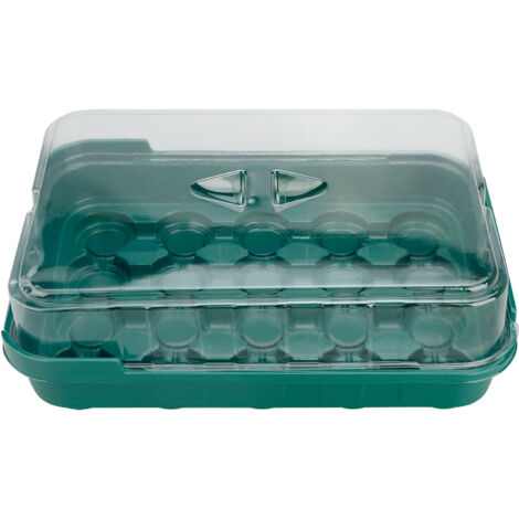 Umweltfreundliches Pflanzset – 6 Mini-Gewächshäuser aus biologisch abbaubarem, transparentem Kunststoff mit Deckeln – Schale 24 x 18 x 5 cm, grün für effiziente Keimung
