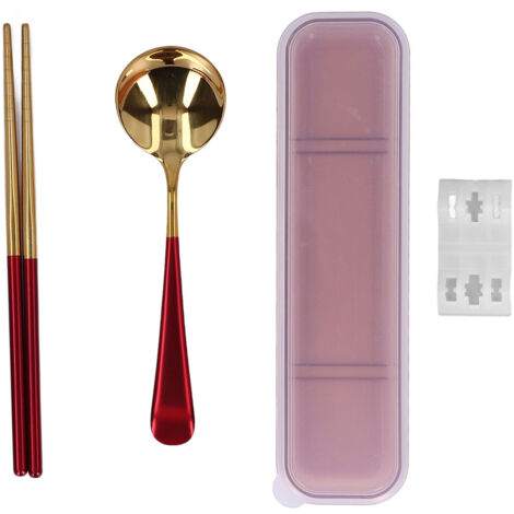 Umweltfreundliches, wiederverwendbares Besteckset, rotgoldene Spiegeloberfläche – elegantes Design