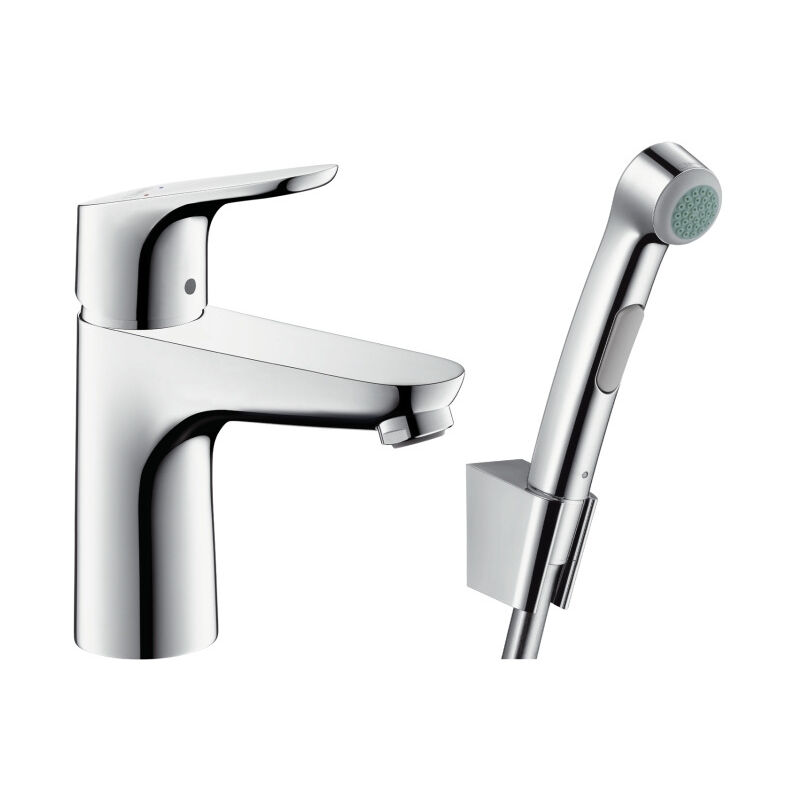 Focus Set with single lever basin mixer 100 with bidet spray and shower hose 160 cm, chrome (31927000) - Hansgrohe