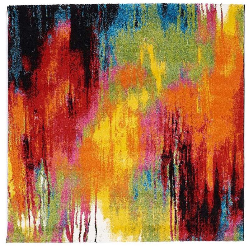 Unamourdetapis - Tapis carré 160x160 multicolore motif géométrique pour salon et chambre