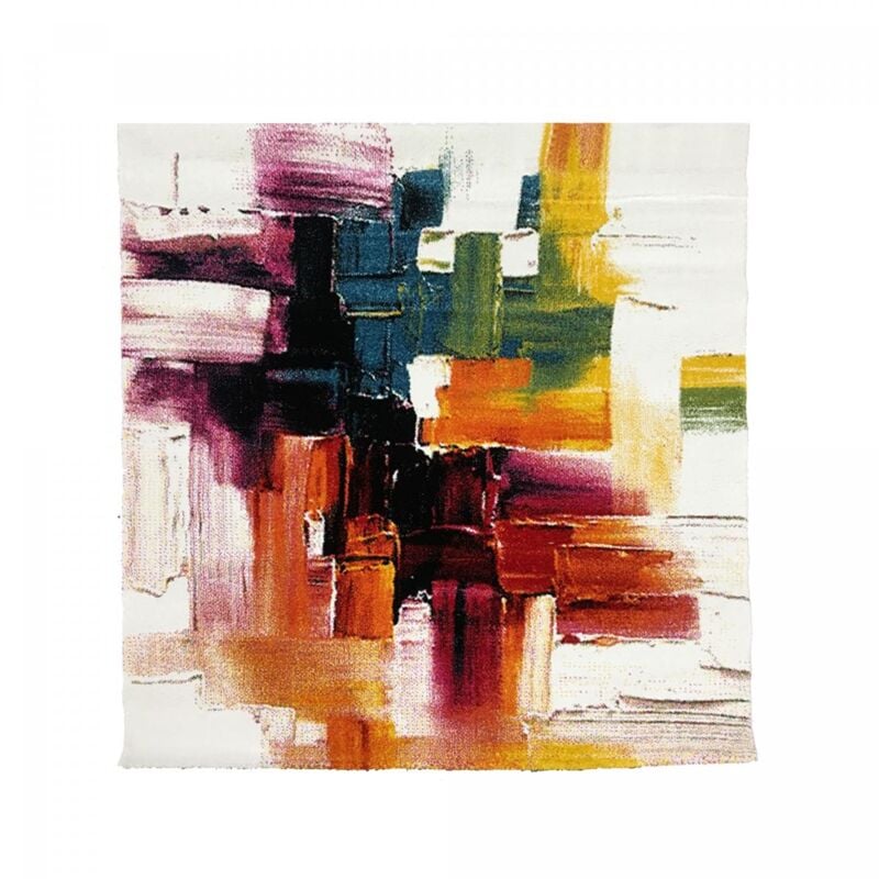 Tapis carré 100x100 crème motif abstrait pour salon et chambre