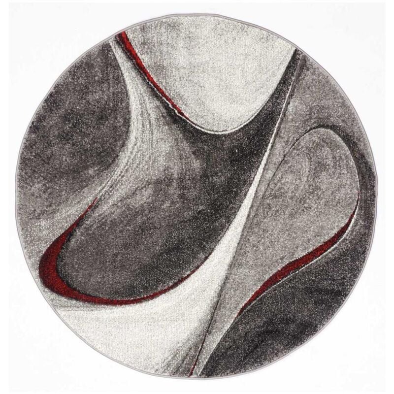 Unamourdetapis - Tapis rond tissé Ø200cm rouge et gris motif géométrique pour salon madila r