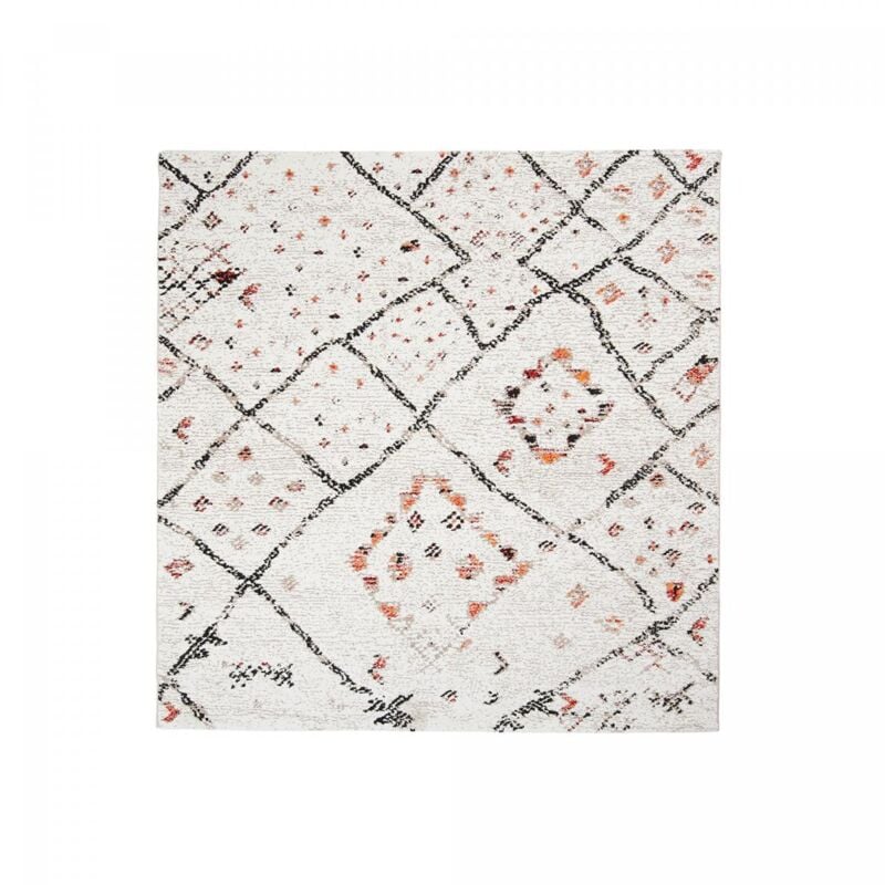 Jadorel - Tapis salon et chambre 160x160 crème carré tissé motif berbère moryla c