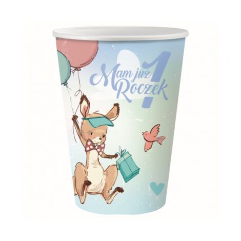 Un Año - Vasos de papel canguro, 270 ml / 6 uds.
