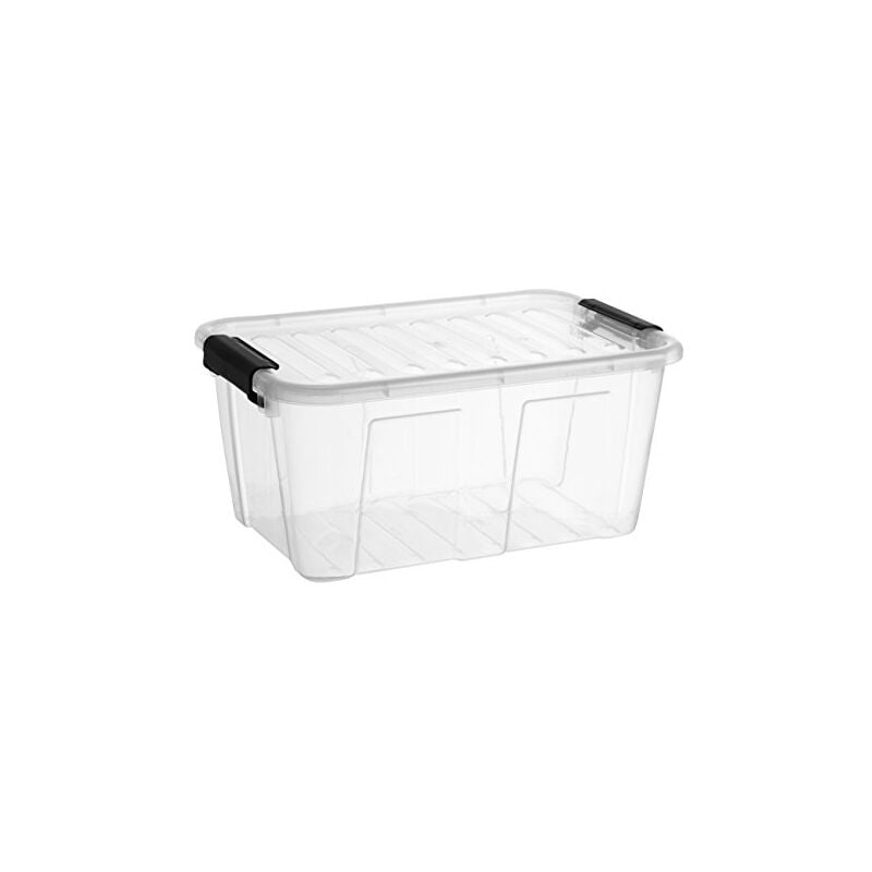Tresice France - plast team 22380800 pratique box avec couvercle et poignées clic, empilables env. 8 l, poignées noir