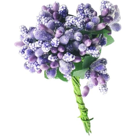 Un Bouquet De 12pcs Fleur Artificielle Étamine Pistil Pour Fête De Mariage - Violet