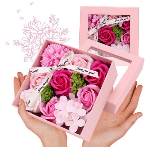 Un bouquet de fleurs de savon parfumées dans une boîte décorative, boîte à fleurs BUK02R