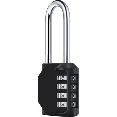 Un cadenas à combinaison noir de 6,7 cm de long, étanche, à 4 chiffres, fabriqué en métal résistant aux intempéries et en acier galvanisé, adapté aux écoles, aux gymnases et aux casiers.