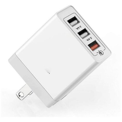 un Chargeur Multi-ports Usb Qc3.0 Tte De Charge  Charge Rapide 2.4a Double Port Us Angle De Pliage Standard Adaptateur 30w