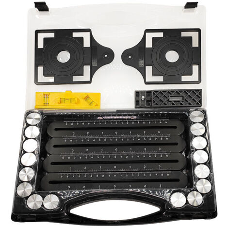 Un coffret Règle de mesure multi-angle pour carrelage - Outil d'angle noir - Pochoir d'angle en alliage d'aluminium - 12 outils l