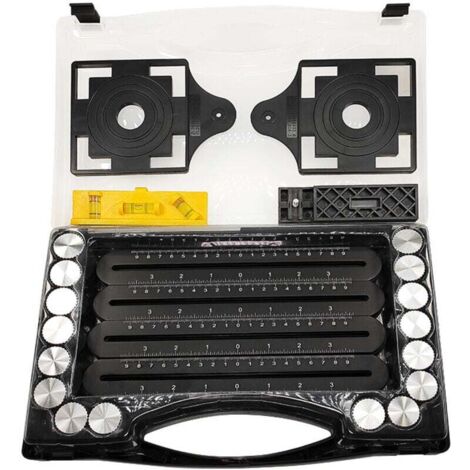 Un coffret Règle de mesure multi-angle pour carrelage - Outil d'angle noir - Pochoir d'angle en alliage d'aluminium - 12 outils latéraux