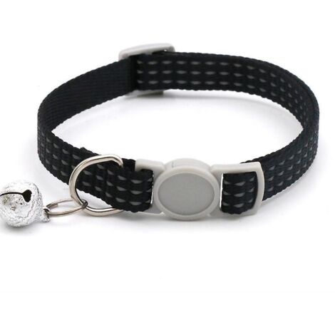 un Collier Pour Chat Noir Rflchissant, Taille Ajustable 119-32cm Collier Pour Animal De Compagnie Avec Boucle De Scurit Et Clochette