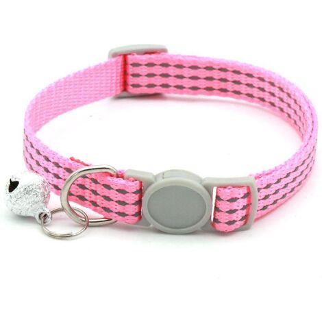un Collier Pour Chat Rose Rflchissant, Taille Ajustable 119-32cm Collier Pour Animal De Compagnie Avec Boucle De Scurit Et Clochette