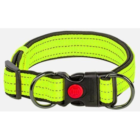 un Collier Pour Chien M Vert Fluo, Collier En Nylon Adapt Au Dressage Moyen Rglable Et Rflchissant
