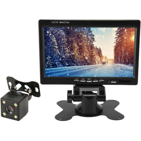 Un écran de recul LCD TFT de 7 pouces adapté aux camping-cars et aux camionnettes, doté d'une vision nocturne infrarouge et d'une télécommande.