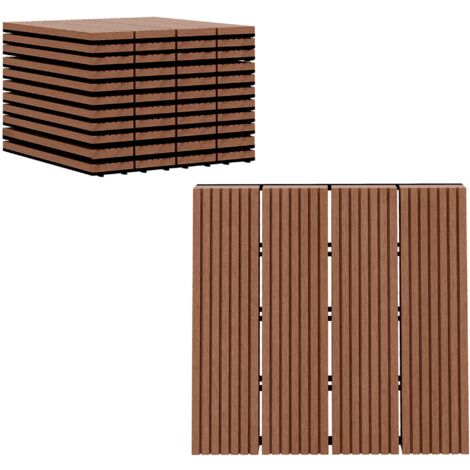 Un ensemble de 11 tapis de balcon d'extérieur, chacun mesurant 30x30 cm, couvrant 1 mètre carré, antidérapants, résistants aux intempéries, faciles à installer, marron.