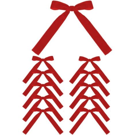 Un ensemble de 12 nœuds de Noël rouges – nœuds tissés de 18 x 13 cm, décorations de luxe durables pour sapins de Noël, couronnes et cadeaux