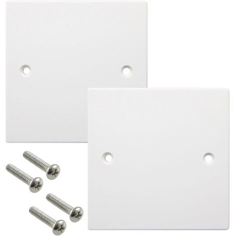 Un ensemble de 2 plaques aveugles pour prises de courant destinées au panneau avant des prises ou interrupteurs inutilisés, avec vis (86 mm x 86 mm).