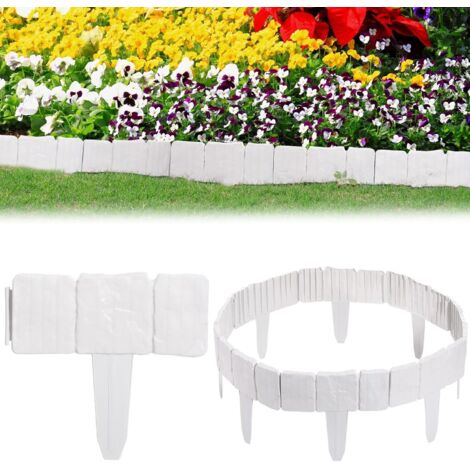 Un ensemble de 20 bandes de bordure de jardin en plastique, pliables, adaptées aux plantes, aux pelouses et aux parterres de fleurs (blanc).