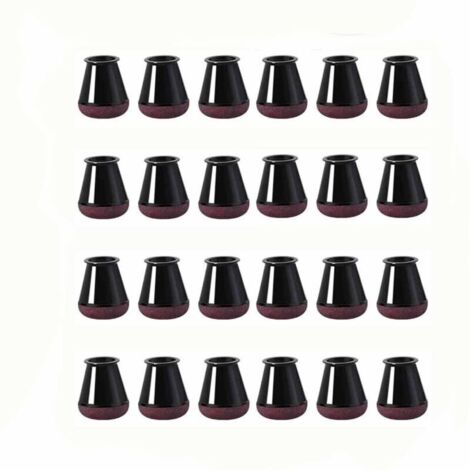 Un ensemble de 24 protège-pieds de chaise noirs, compatibles avec les housses de pieds de chaise et les protège-sols en silicone pour réduire le bruit et éviter les rayures (petite taille noire).