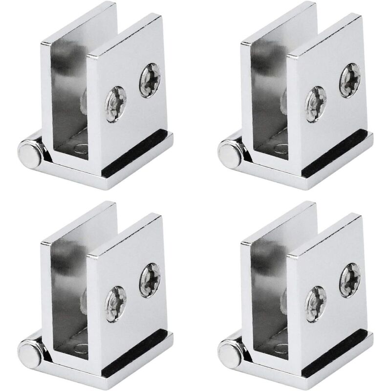 Un ensemble de 4 charnières pour portes en verre, charnières à angle d'ouverture de 0°, adaptées aux meubles de cuisine, aux vitrines et aux salles