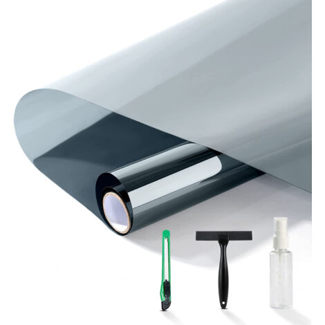 Un ensemble de 4 films d'isolation thermique solaire, autocollants pour fenêtres et film d'ombrage pour serre (argenté avec outils).