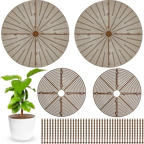 Un ensemble de 4 grilles pour pots de fleurs, mesurant respectivement 52 cm et 30 cm, peut être découpé à la taille voulue, est livré avec un support et convient à une utilisation intérieure et extéri