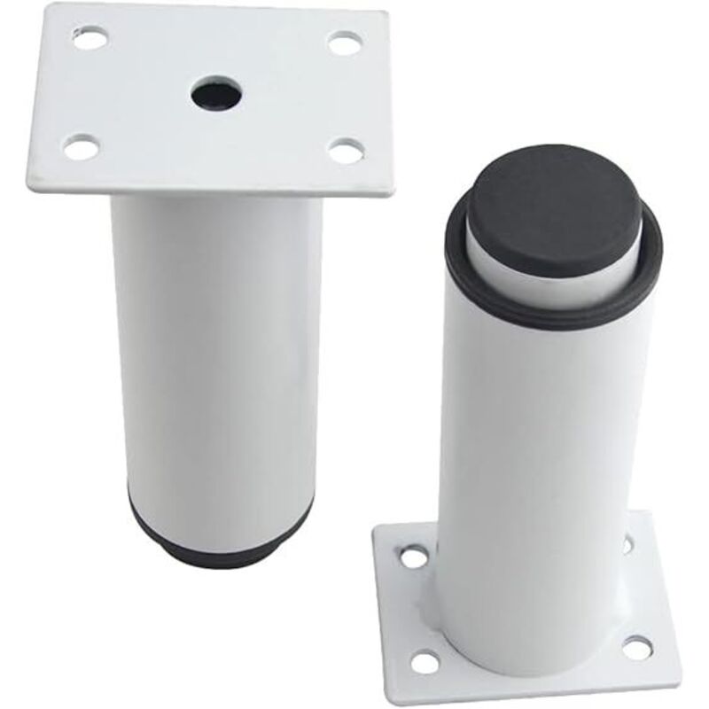 Un ensemble de 4 pieds de meubles réglables en métal robuste (80 mm-120 mm, blancs) adaptés aux tables, lits et canapés. Un ensemble de 4 pieds de meubles réglables en métal robuste (80 mm-120 mm, blancs) adaptés aux tables, lits et canapés.