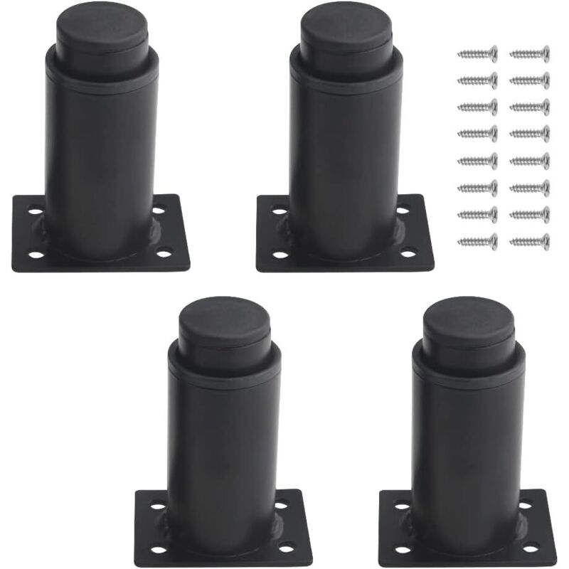 Un ensemble de 4 pieds de meubles réglables en métal robuste (80 mm-120 mm, noirs) adaptés aux tables, lits et canapés. Un ensemble de 4 pieds de meubles réglables en métal robuste (80 mm-120 mm, noirs) adaptés aux tables, lits et canapés.