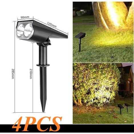 Un ensemble de 4 spots encastrés à énergie solaire, adaptés à l'éclairage extérieur des jardins, terrasses et pelouses, avec une LED chaude et un indice de protection IP65.