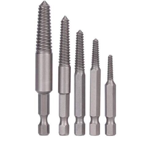 Un ensemble de 5 outils d'extraction de goujons endommagés Extracteurs de filetage fin endommagés