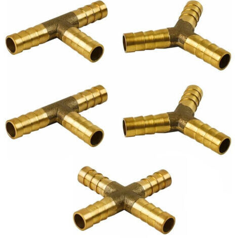 Un ensemble de 5 raccords de tuyau en laiton de 8 mm, adaptés aux tuyaux pneumatiques et aux tuyaux de carburant (carburant, air, eau, diesel).
