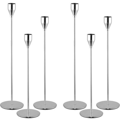 Un ensemble de 6 chandeliers en or et argent(argent)