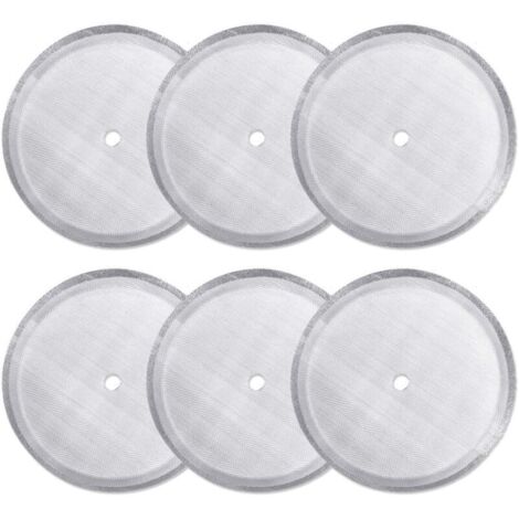 Un ensemble de 6 filtres de rechange pour cafetières à piston de 350 ml, filtres en acier inoxydable, motif à chevrons, filtre à bordure centrale.