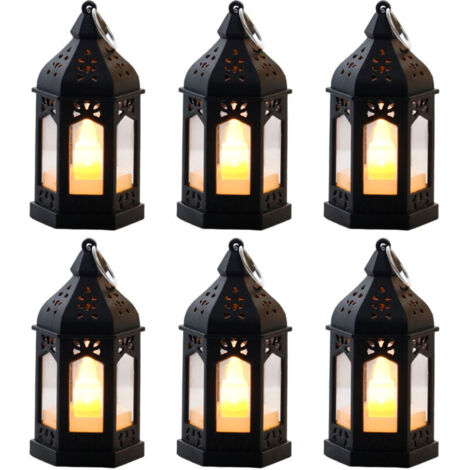 Un ensemble de 6 lampes à pétrole LED rétro — lampes de table rétro, lumière chaude, sûres et économes en énergie, adaptées à l'éclairage d'ambiance pendant le Ramadan, les fêtes et la décoration inté