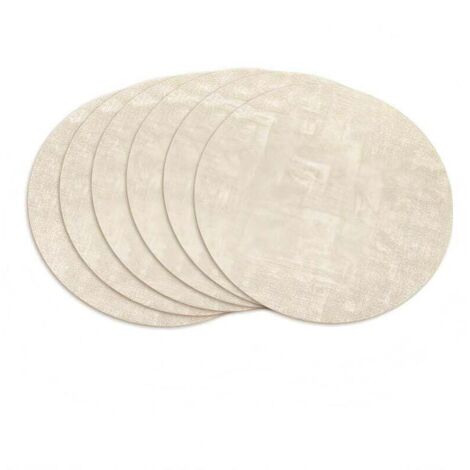 Un ensemble de 6 sets de table ronds en similicuir double face, résistants à la chaleur, imperméables, résistants à l'huile et lavables, adaptés à une utilisation intérieure et extérieure (beige).