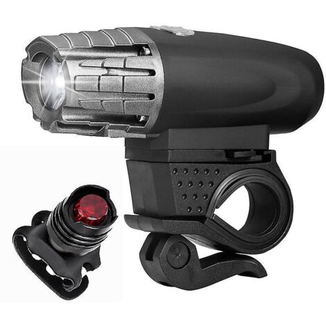 un Ensemble De Lumire De Vlo Noire (feu Avant + Feu Arrire Bijou) Quipement De Rotation  360 Degrs Voyant D'avertissement De Charge Usb Conduite E