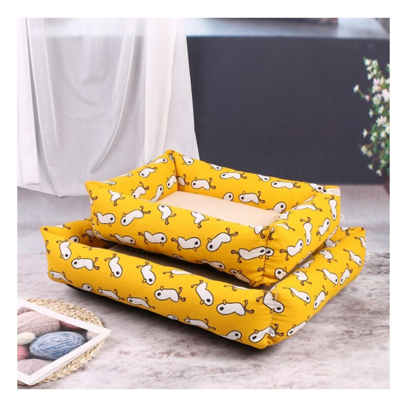 Un ensemble de matelas de refroidissement d'été pour animaux de compagnie de petite et moyenne taille - très doux, auto-chauffant et respirant (jaune)