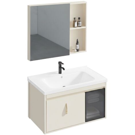 Un Ensemble De Meubles De Salle De Bains Avec Un Lavabo Rea Aa38 Paris 60Cm Beige
